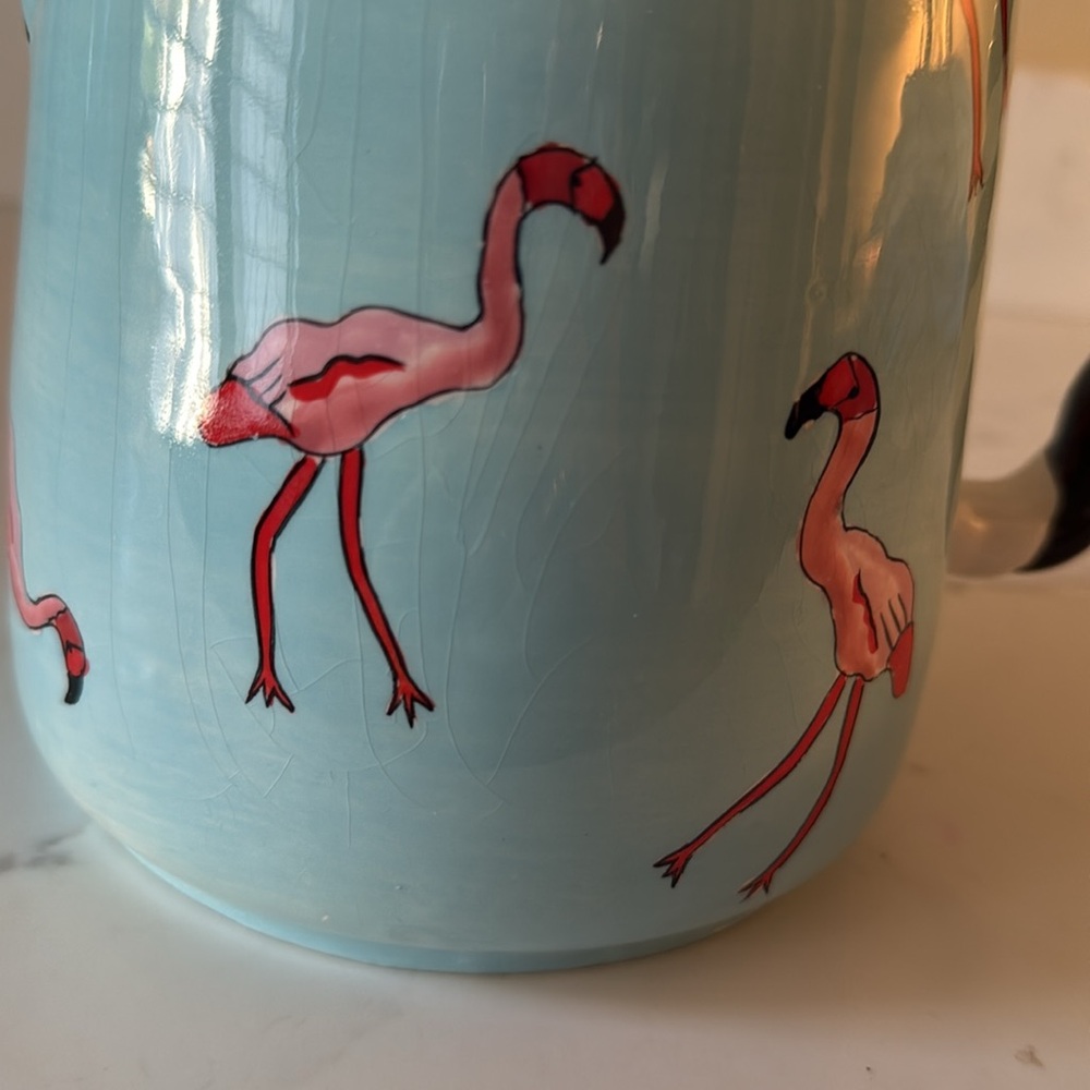 Vintage (2002) Patricia DuPont Handpainted Decorative Pitcher Flamingo - Picture 7 of 8
